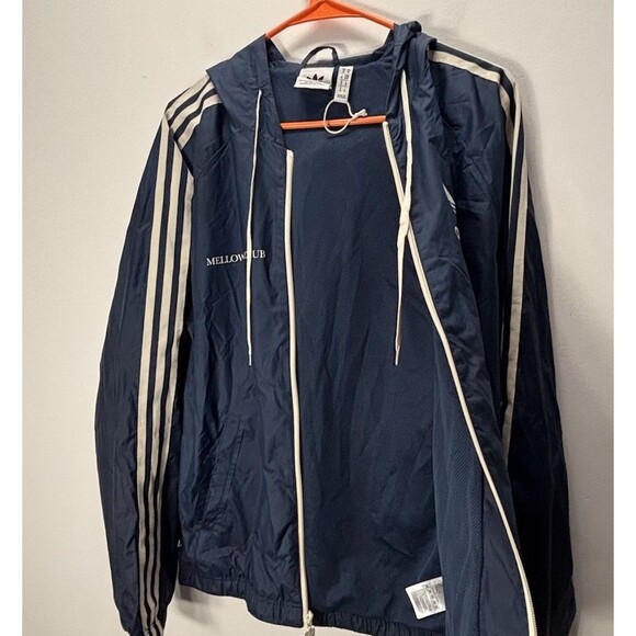 Adidas Men’s Jacket Hoodie Rain Mellow Ride Club Windbreaker Navy Color Sz S - Picture 9 of 16